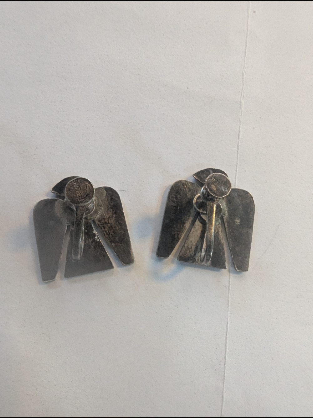 Vintage Sterling Silver Thunderbird Earrings Eagle Bird Fetish Native - Picture 2 of 3